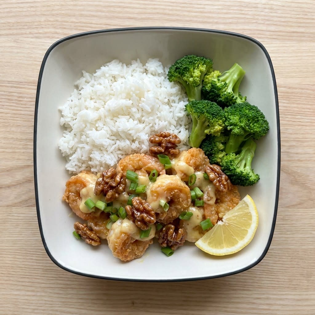 Honey Walnut Shrimp with Broccoli & Jasmine Rice
