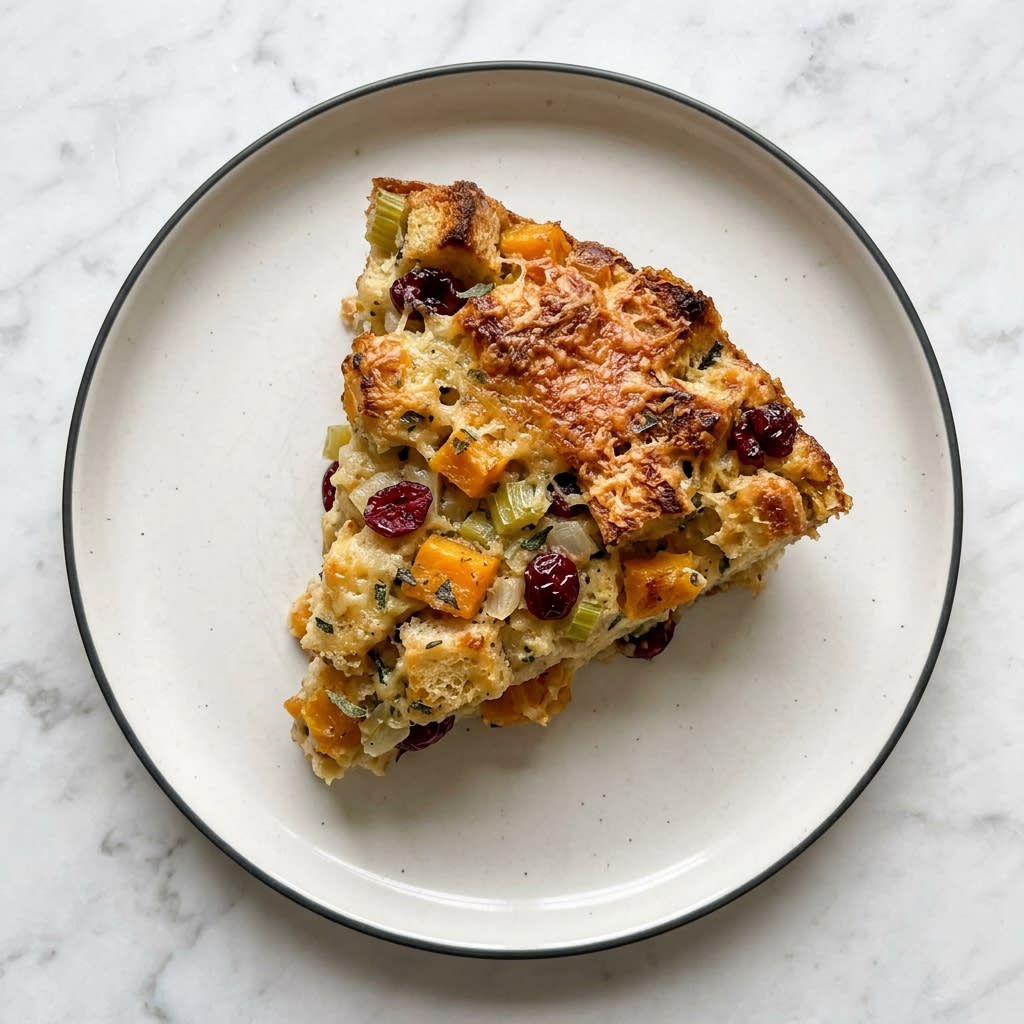 Sage Butternut Stuffing Bake with Cranberries & Parmesan