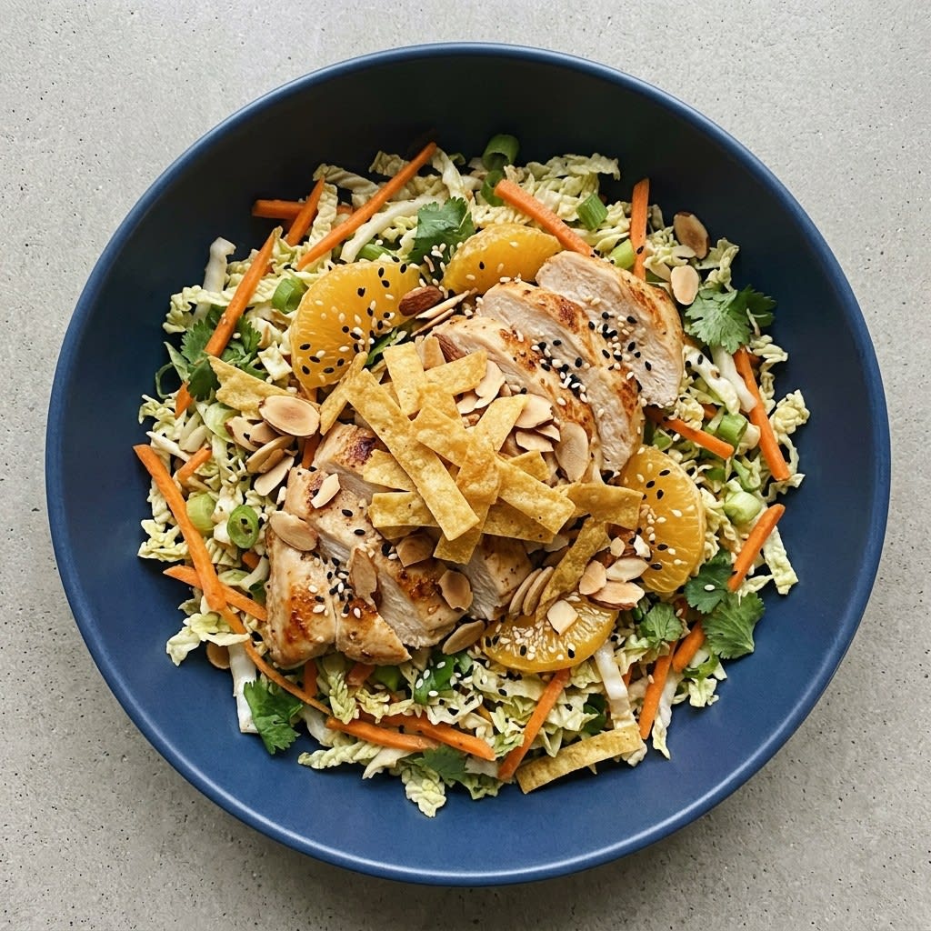 Chinese Chicken Salad with Napa Cabbage, Carrots & Tortilla Strips