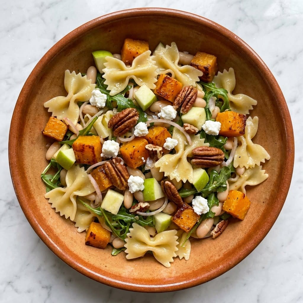 Warm Butternut Squash Pasta Salad with Apple & Goat Cheese