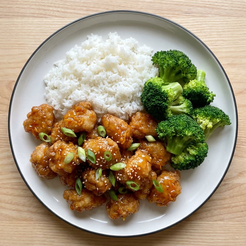 Crispy Air Fryer Orange Chicken with Jasmine Rice & Broccoli