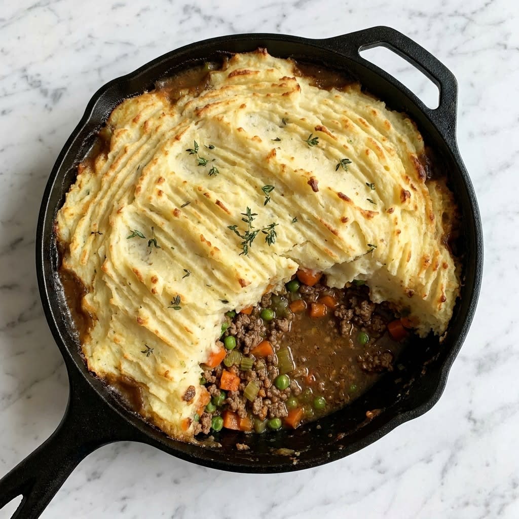 Skillet Beef & Carrot Cottage Pie with Mashed Potato Topping