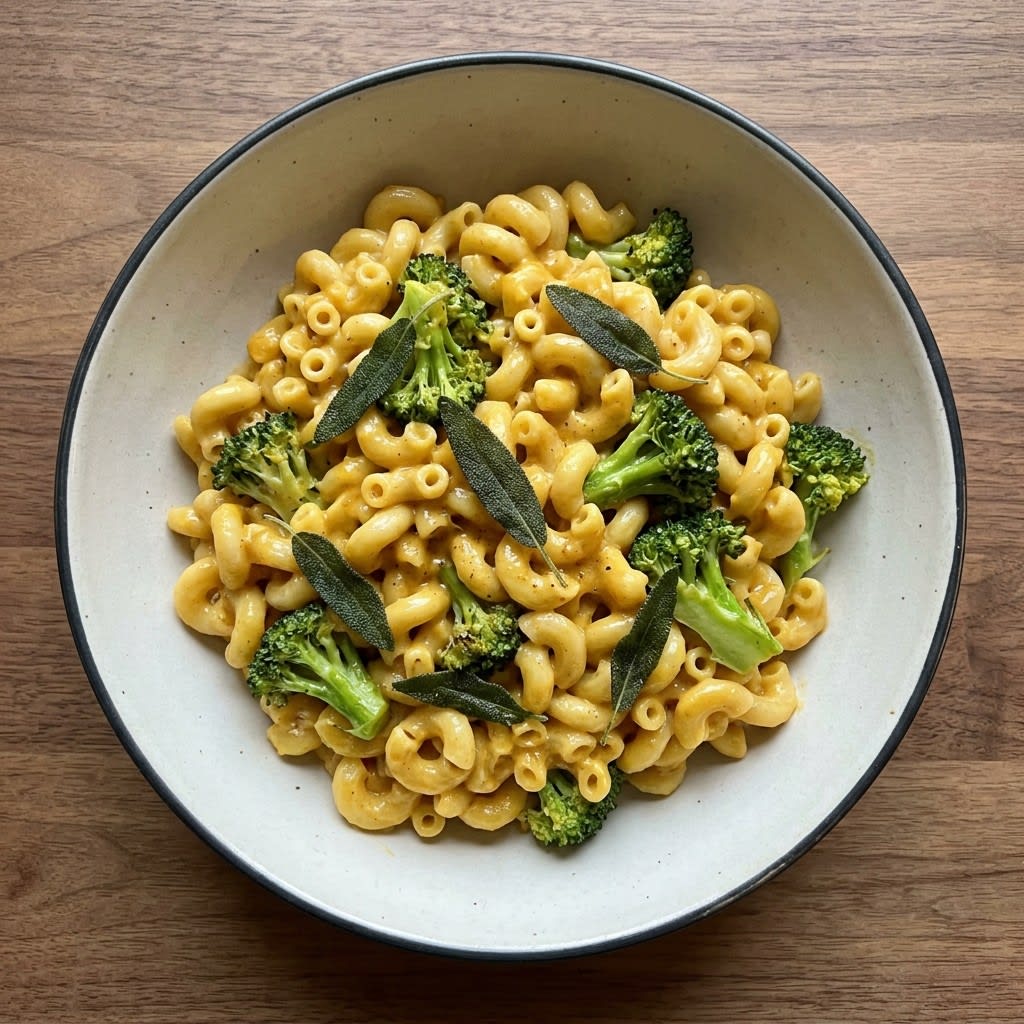 Brown Butter Pumpkin Mac & Cheese with Crispy Sage