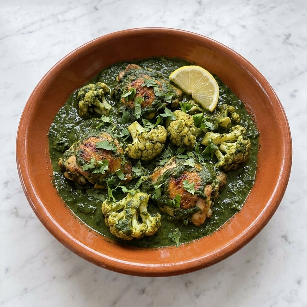 One-Pot Creamy Chicken Saag with Cauliflower & Lemon