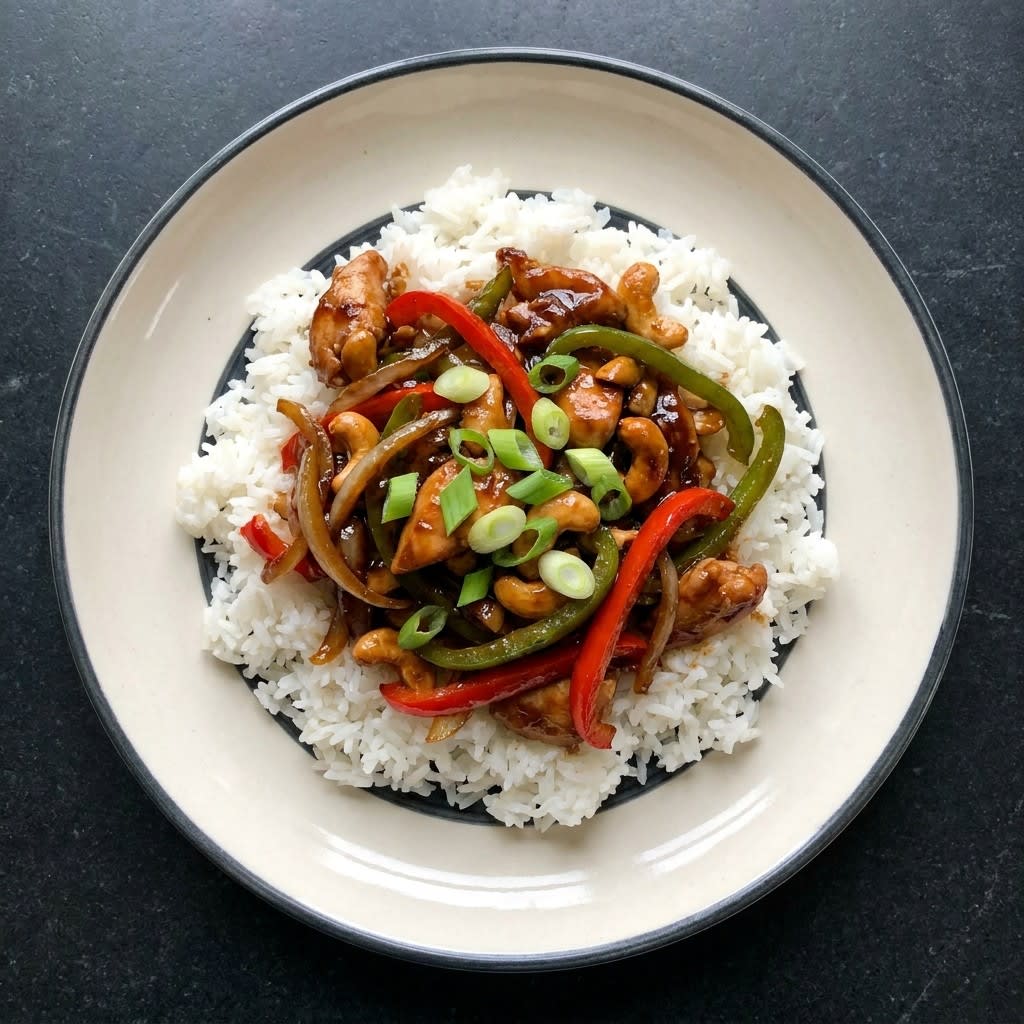 Cashew Chicken & Bell Pepper Stir-Fry with Jasmine Rice
