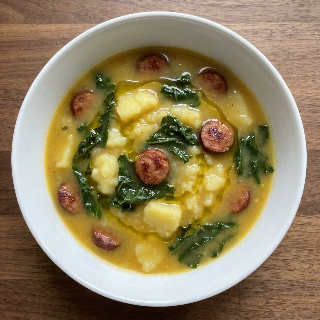 Portuguese Caldo Verde Sausage, Potato & Kale Soup