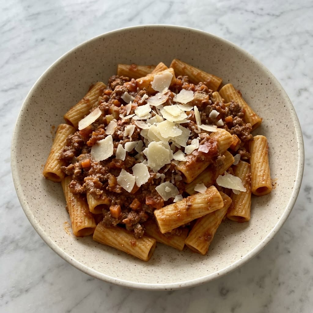 Classic Beef Bolognese with Rigatoni & Shaved Parmesan