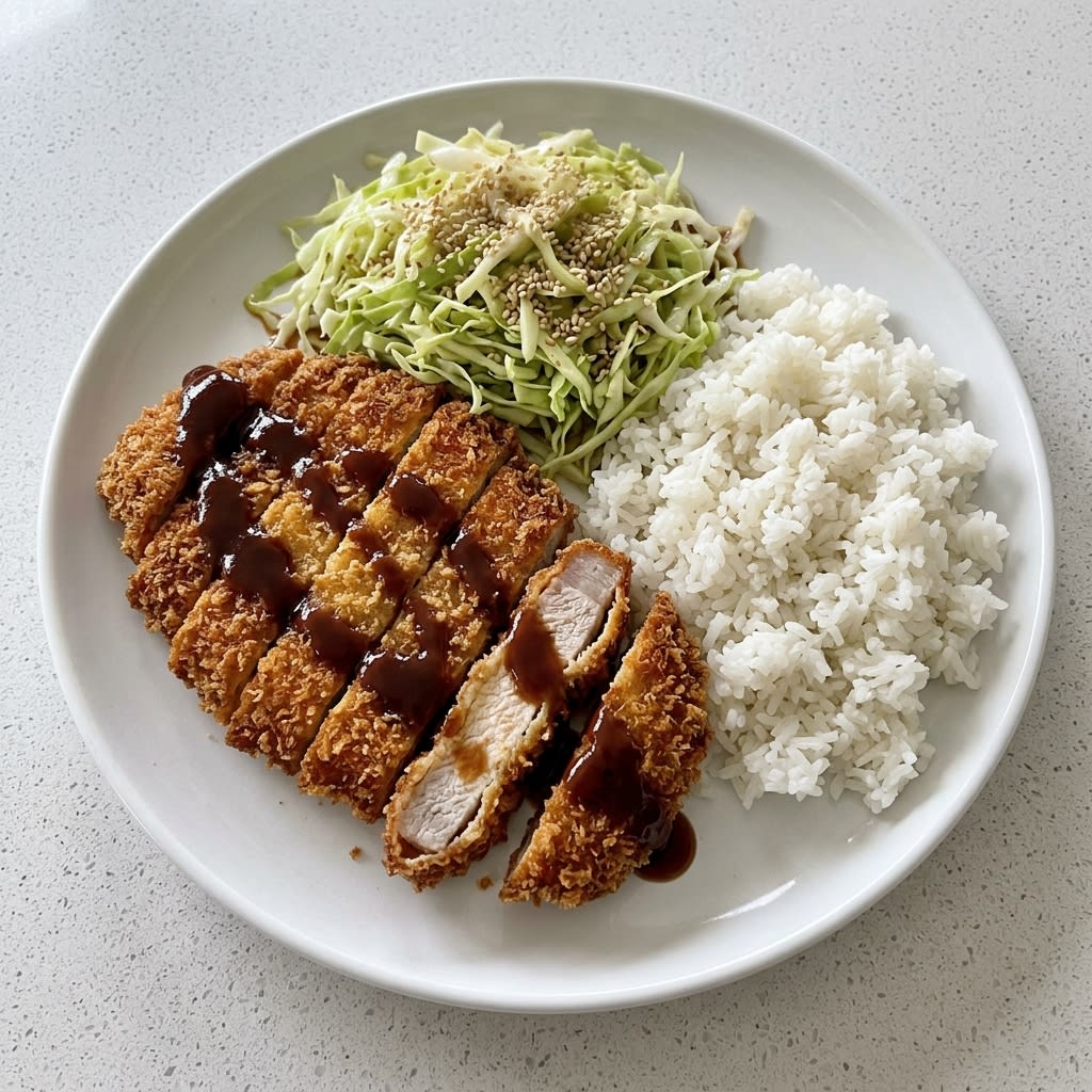 Crispy Panko Pork with Jasmine Rice & Sesame Cabbage
