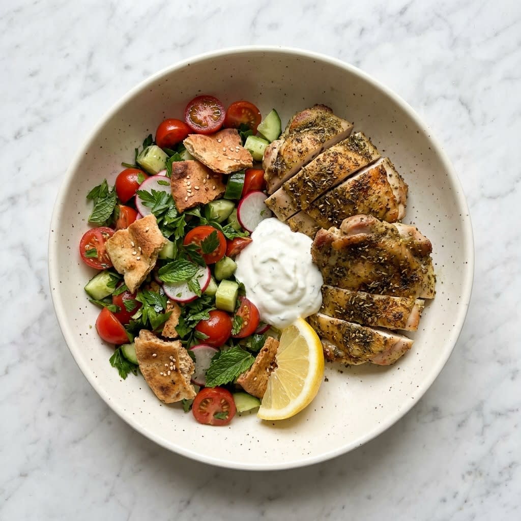 Za'atar Chicken Thighs with Fattoush Salad & Garlic Yogurt