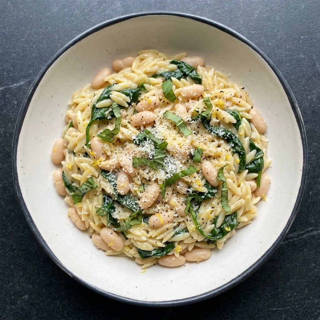 One-Pot Lemony Parmesan Orzo with White Beans & Spinach