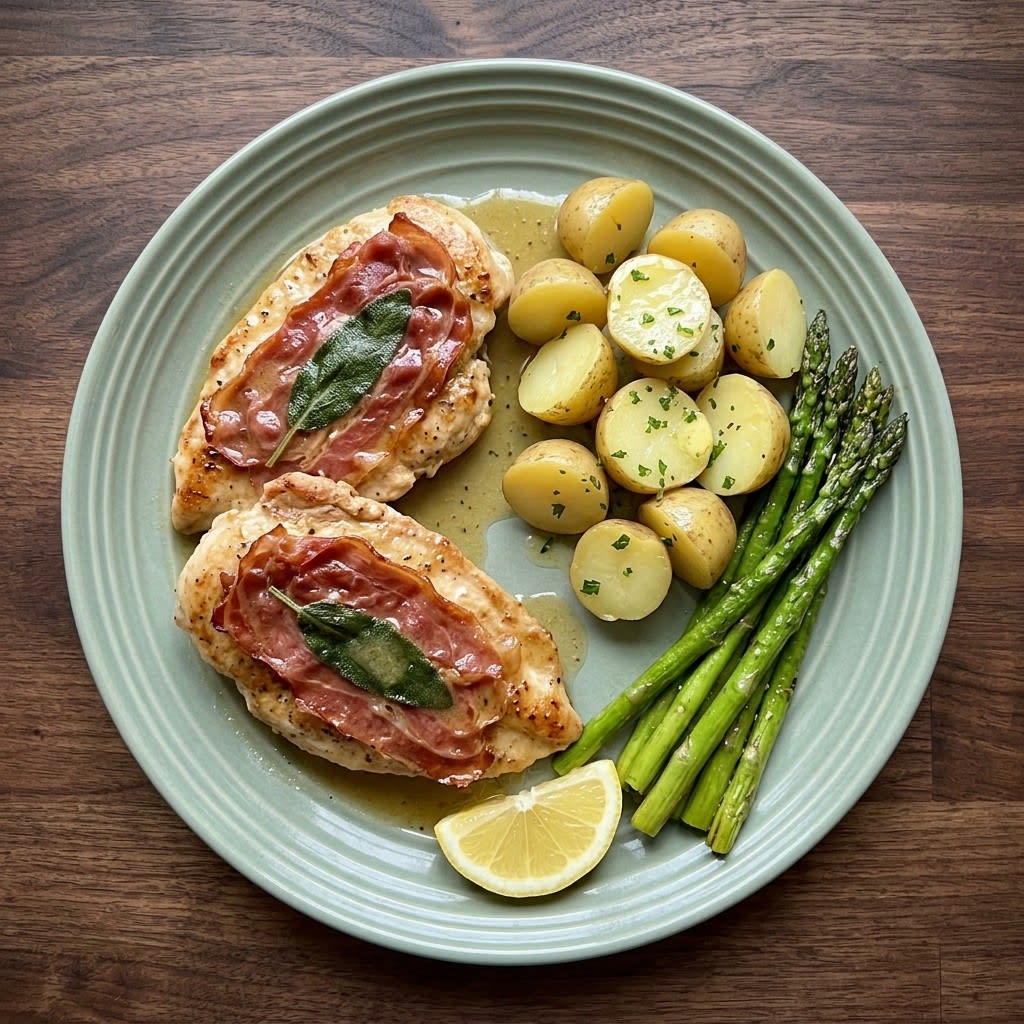 Chicken Saltimbocca with Buttery Potatoes & Asparagus