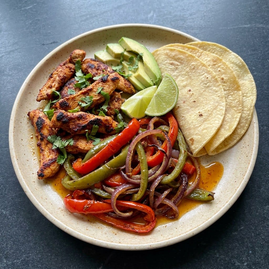 Sheet Pan Chicken Fajitas with Peppers & Corn Tortillas