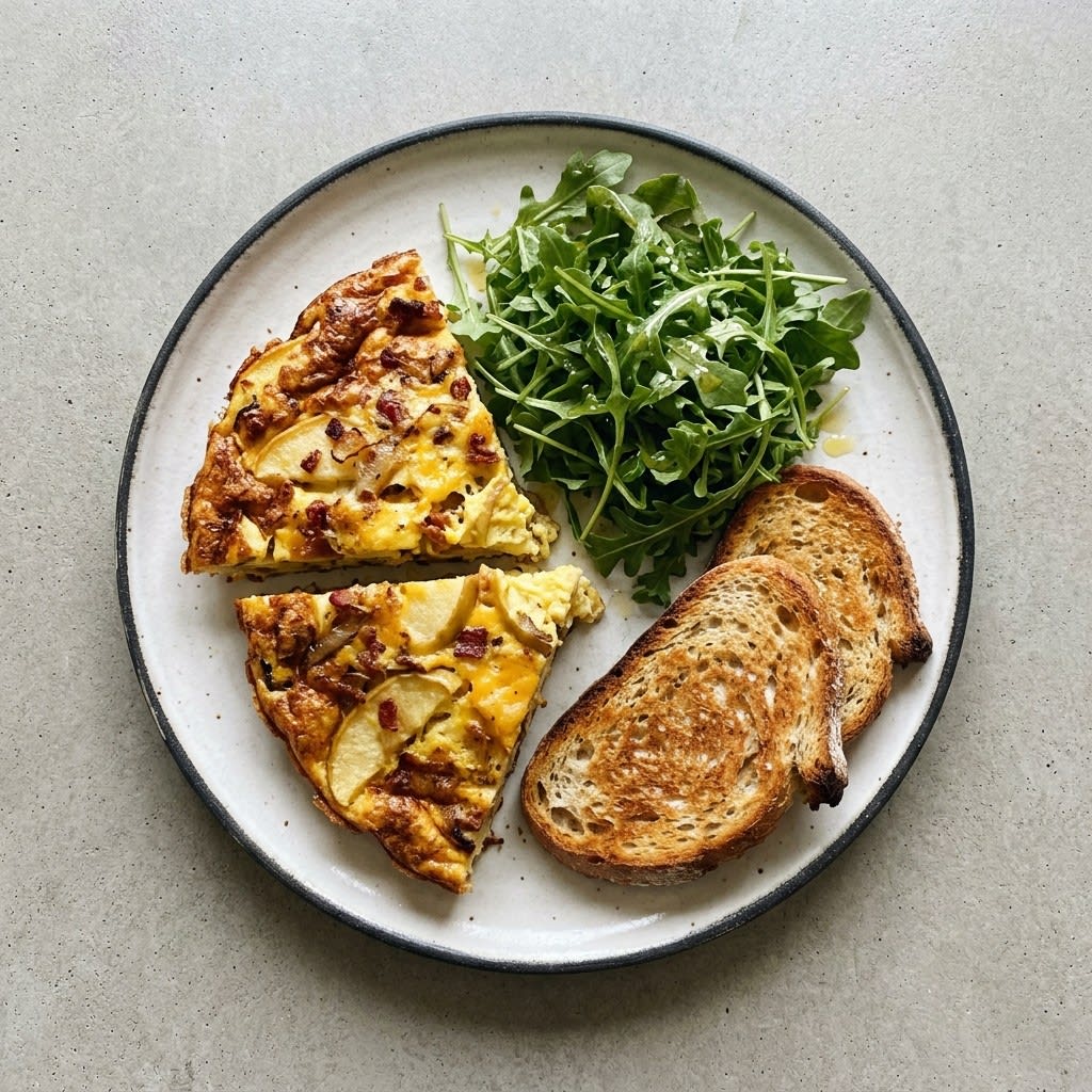 Apple, Bacon & Cheddar Frittata with Arugula Salad & Sourdough
