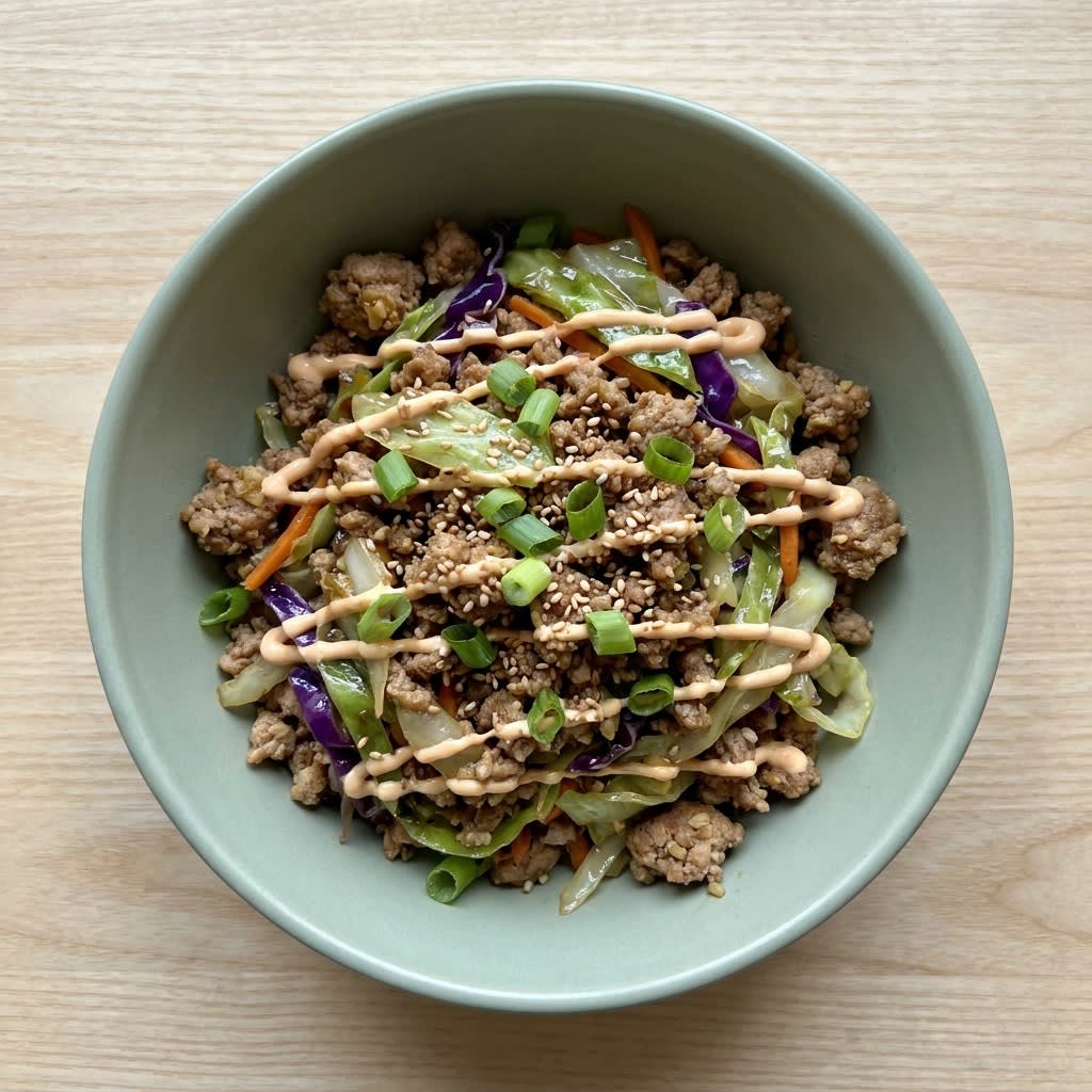 Turkey Egg Roll in a Bowl with Sriracha Mayo