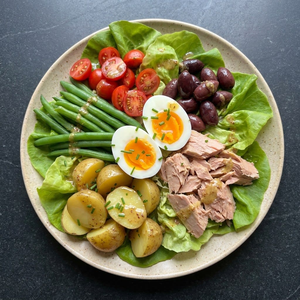 Weeknight Tuna Niçoise with Potatoes, Jammy Eggs & Dijon Vinaigrette