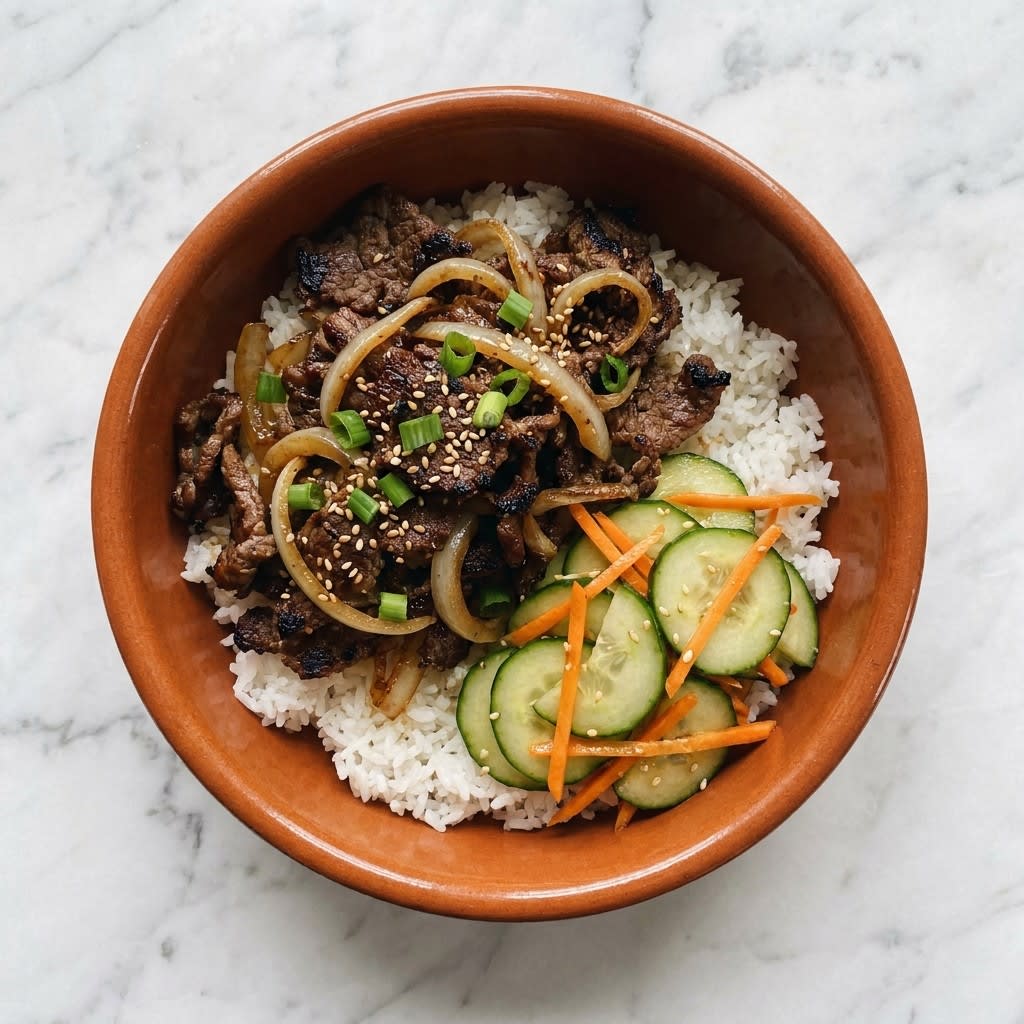 Pear-Sweetened Beef Bulgogi Bowls with Rice & Sesame Cucumbers
