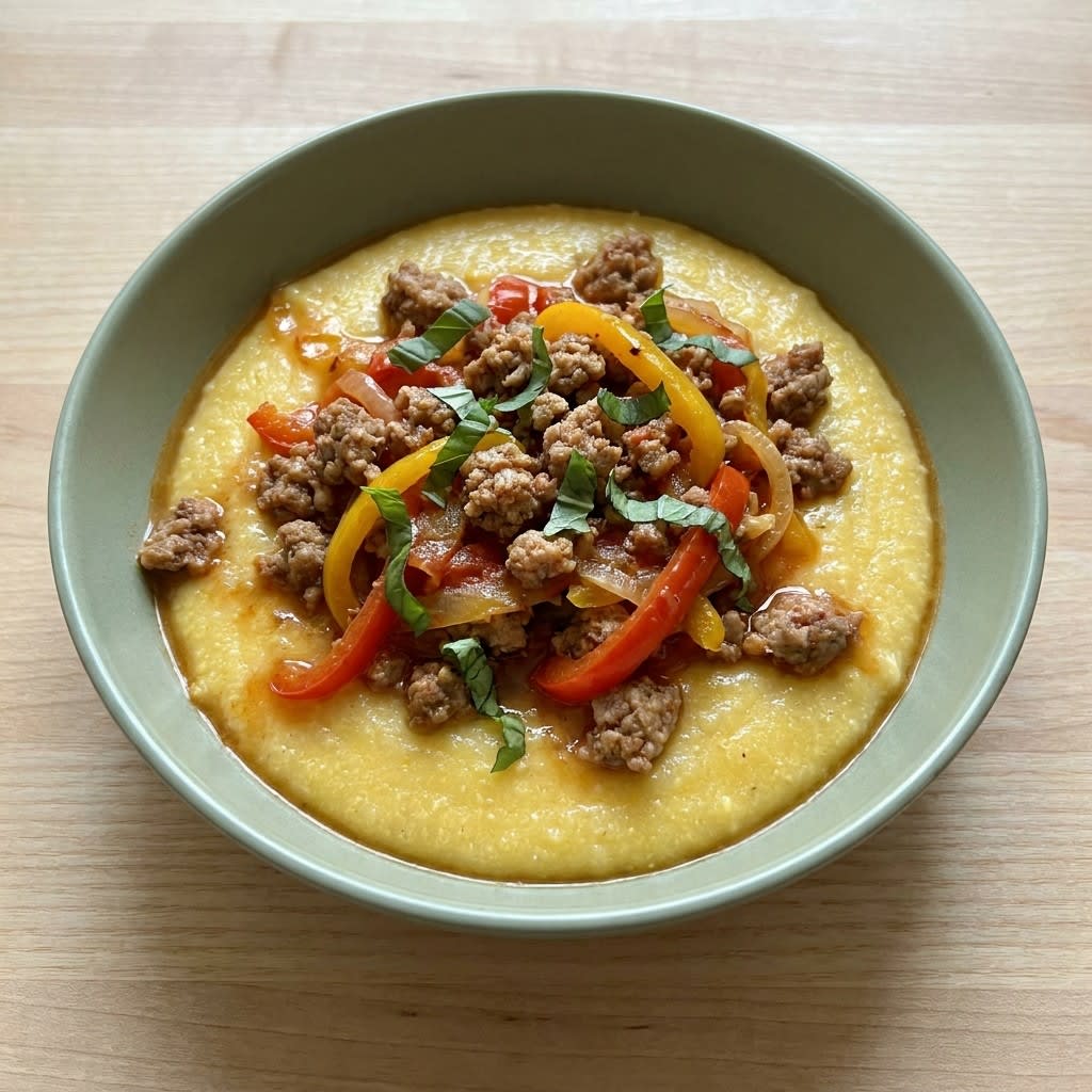Italian Sausage & Peppers with Creamy Parmesan Polenta