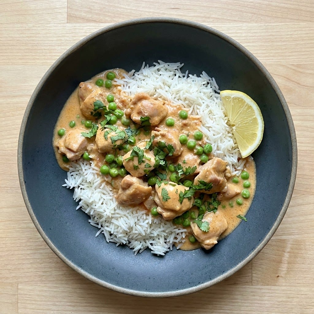 Mild Butter Chicken with Basmati Rice & Sweet Peas