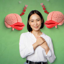 brains talking to a woman