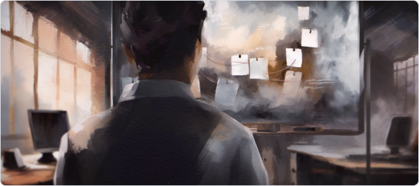 Illustration of person looking at a board