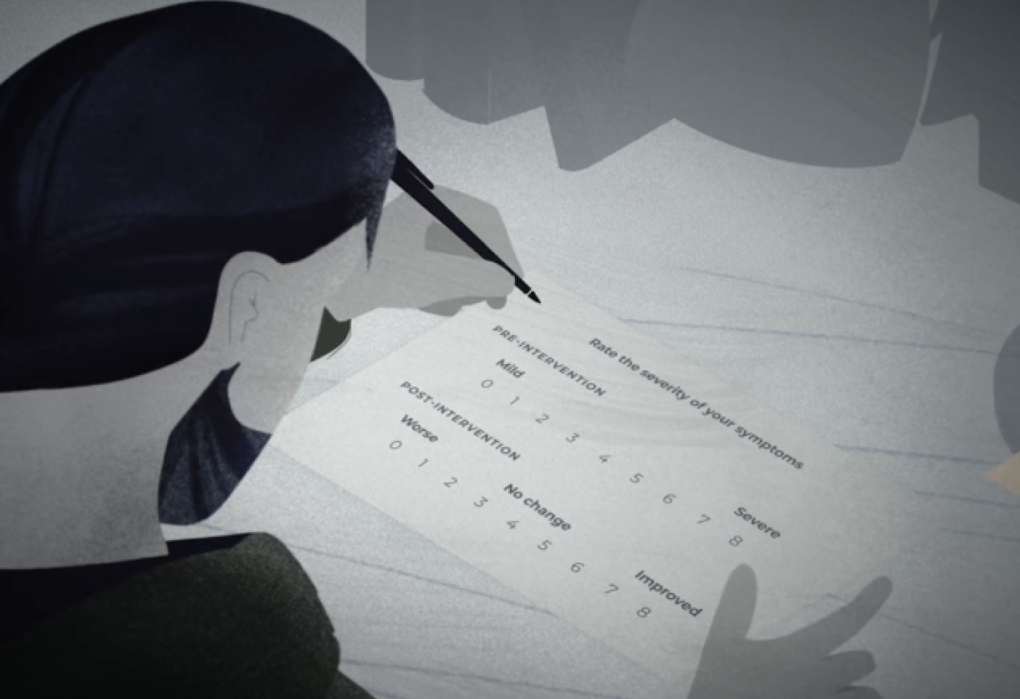 Illustration of a man filling out a form