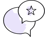 Two outlined human figures with an arrow pointing from the purple figure in the foreground to the blue figure in the background, symbolizing user transfer, delegation, or interaction.