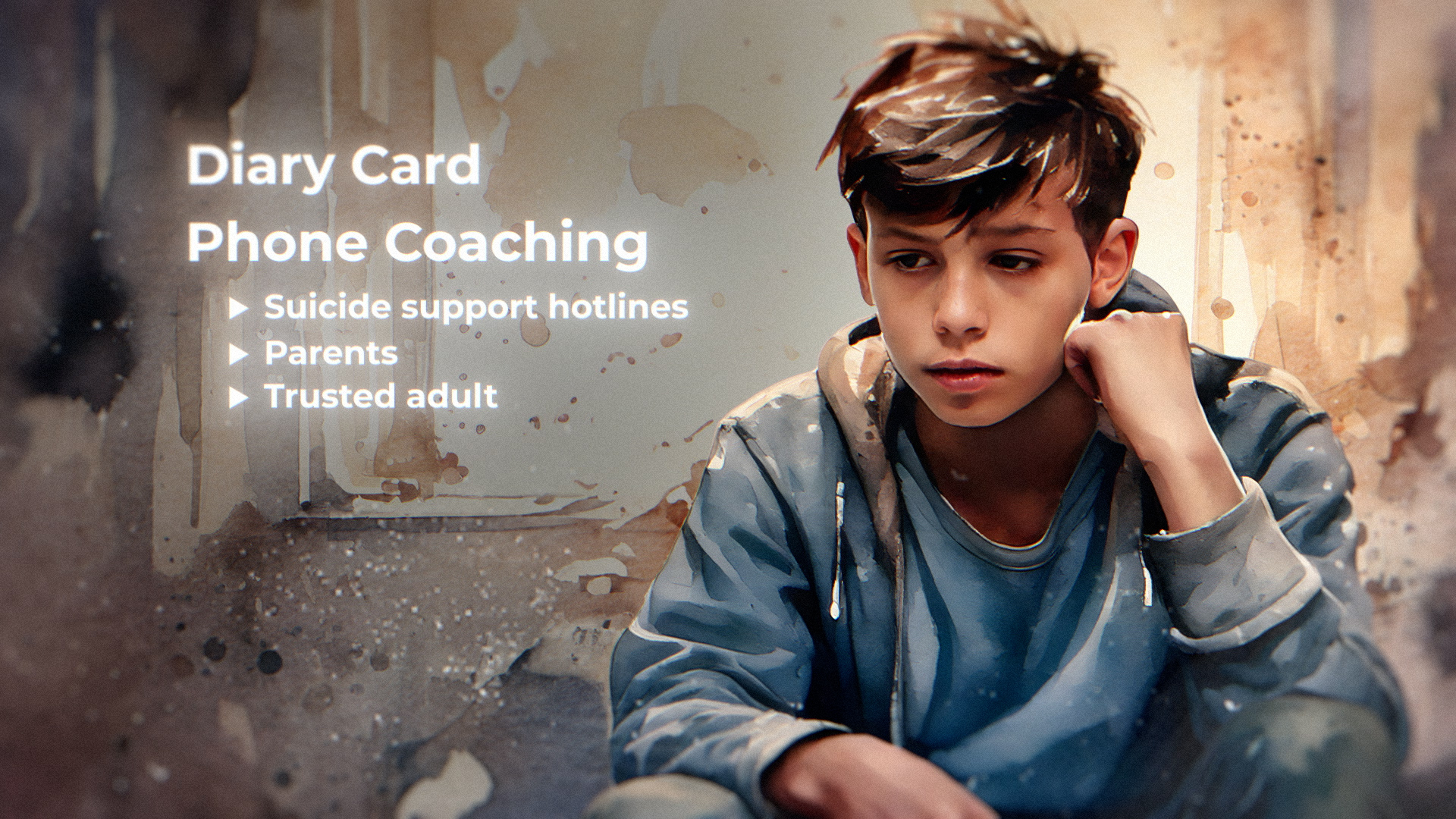 Illustration of young man, with diary card and phone coaching text