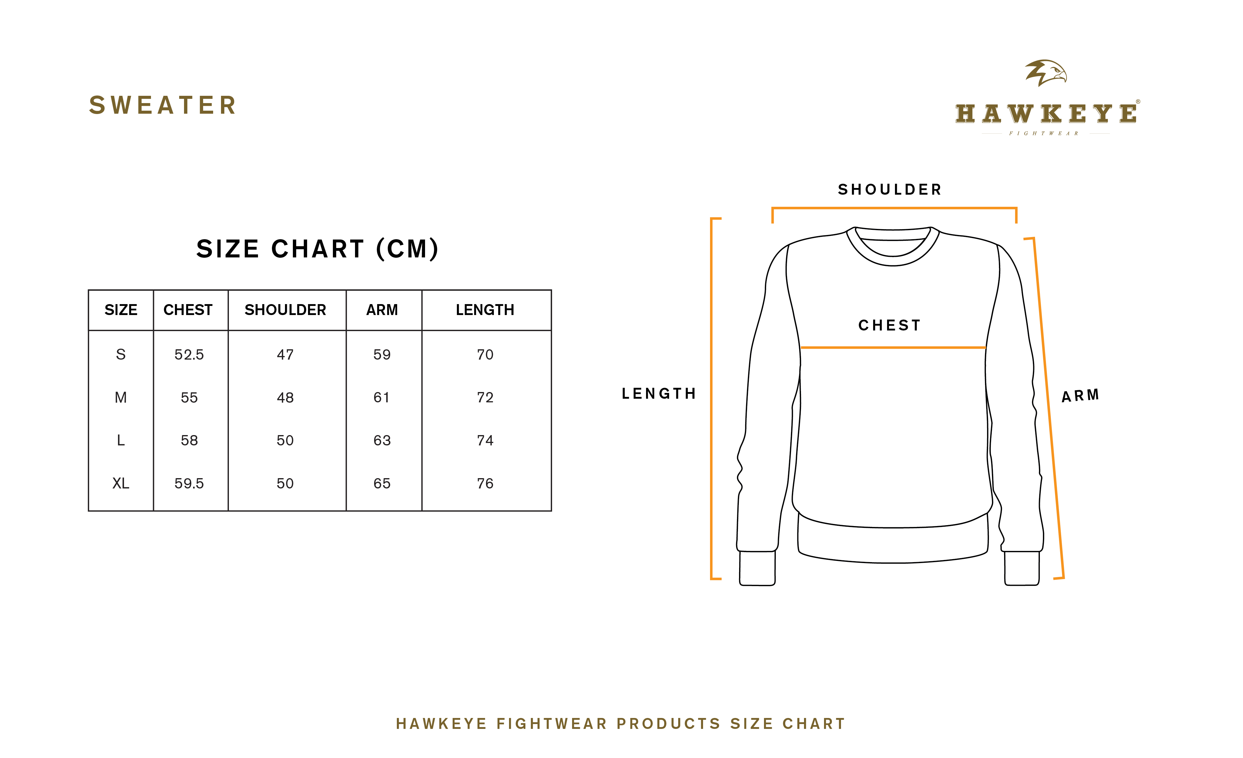 Raven Fightwear Size Chart