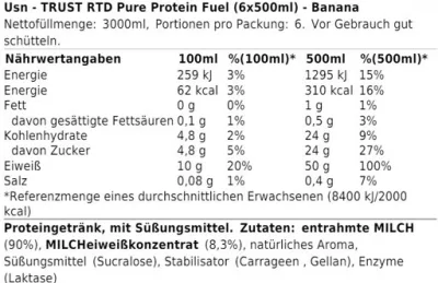 USN Trust RTD Pure Protein Fuel 6 x 500ml 2