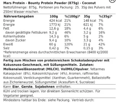 Bounty Protein Powder 875g/455g - Coconut