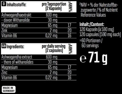 Body Attack Ashwagandha KSM-66 - 120 Kapseln