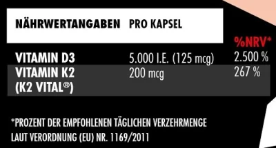 Big Zone Vitamin D3 + K2 90 Kapseln