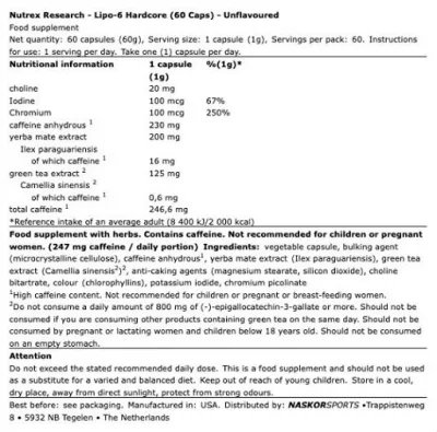 Nutrex Lipo 6 Hardcore 60 Kapseln