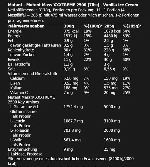Mutant Mass XXXTREME 2500 - 2,72 kg - Bild 2