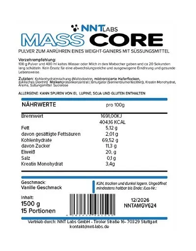 NNT Anabolic Mass Gainer 1500g - Bild 2