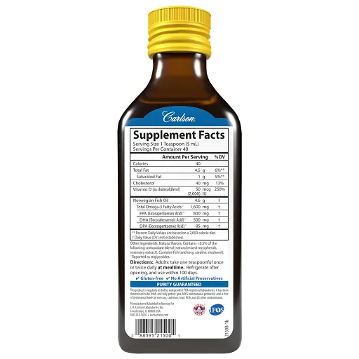 Carlson Labs The Very Finest Fish Oil - 200ml - Bild 2