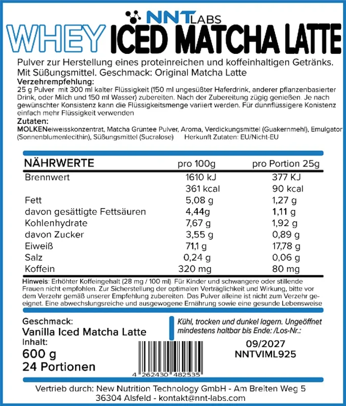 NNT Whey ICED MATCHA LATTE 600g - Bild 4