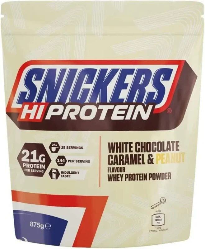 Snickers White Protein Powder 875g/455g - White Chocolate, Caramel & Peanut - Bild 1