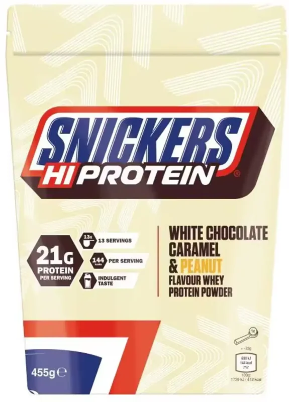 Snickers White Protein Powder 875g/455g - White Chocolate, Caramel & Peanut - Bild 2