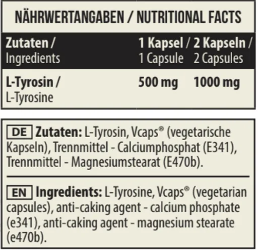 MST - L-Tyrosin 500mg 90 Kapseln - Bild 3