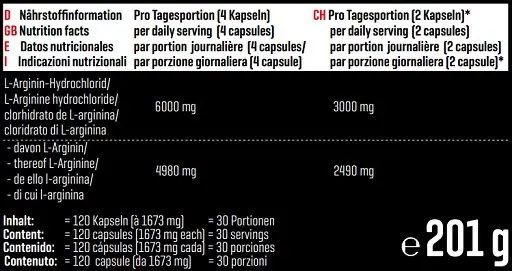 Body Attack L-Arginin 1500 120 Kapseln - Bild 2