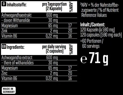 Body Attack Ashwagandha KSM-66 - 120 Kapseln - Bild 2