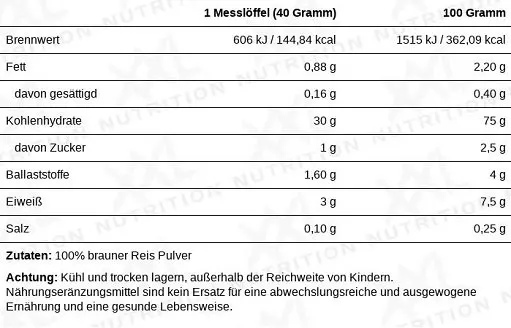 XXL Nutrition Perfect Rice Powder 1 kg - Bild 2