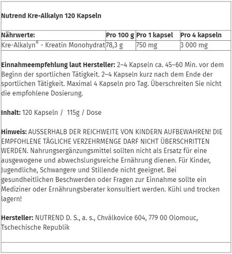 Nutrend Kre-Alkalyn 120 Caps - Bild 2