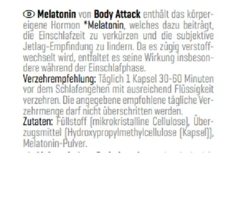 Body Attack Melatonin 60 Caps - Bild 2