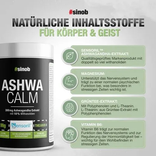 Sinob Ashwa Calm Ashwagandha 120 Caps - Bild 2