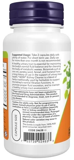 NOW Foods Kidney Cleanse 90 Vegane Kapseln - Bild 3