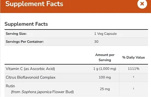 Now Foods Vitamin C-1000 30 Veg Kapseln - Bild 2