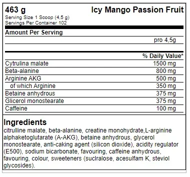 FA Nutrition ICE Pump Pre-Workout - 463g - Bild 2