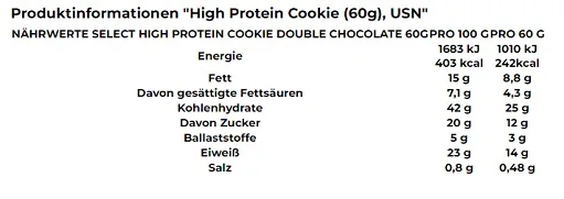 USN Select Protein Cookie 12x60g - Bild 2